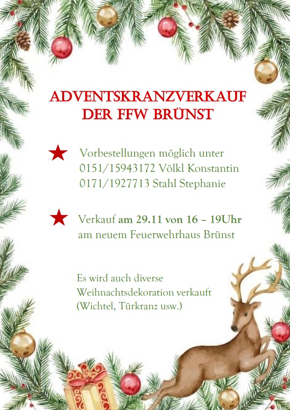 Adventskranzverkauf der FFW Brünst – 29.11.2024