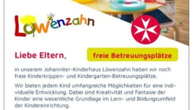Freie Betreuungsplätze in der Kindertagesstätte