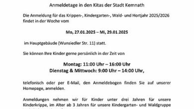 Anmeldetage in den Kemnather Kitas